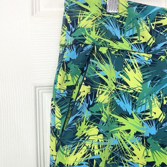 Soft Surroundings Womens Large Superla Pull On Pants Skinny Abstract Green Blue - Picture 4 of 9